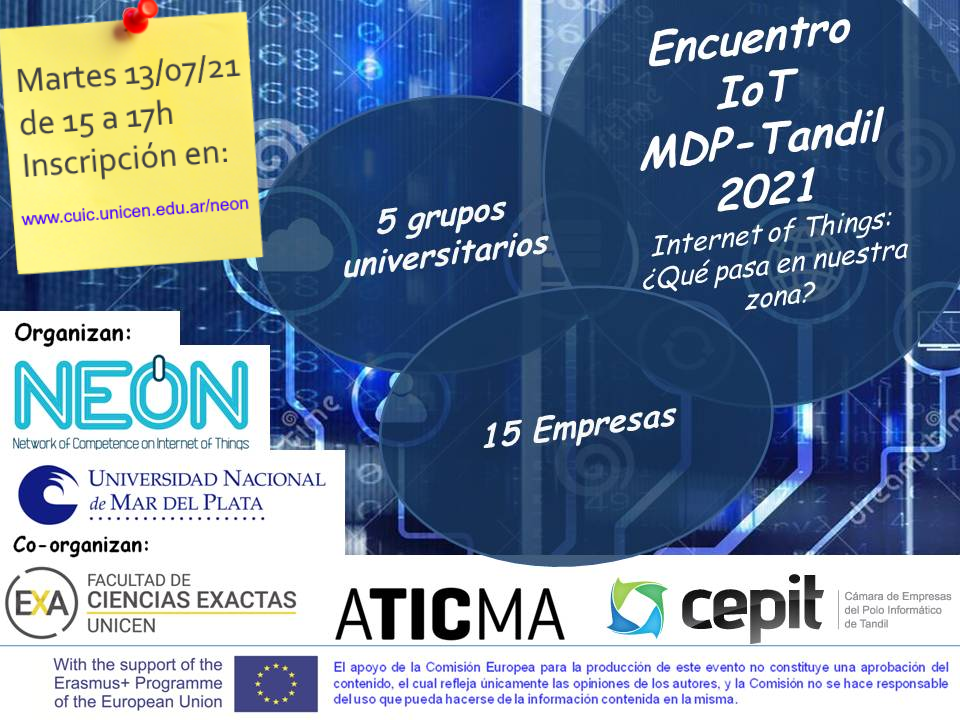 'Encuentro IoT MDP-Tandil 2021' el evento virtual sobre IoT. Internet of Things : ¿Qué pasa en nuestra región?