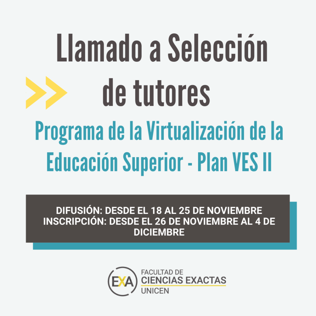 Llamado a Selección de tutores. Programa de la Virtualización de la Educación Superior - Plan VES II