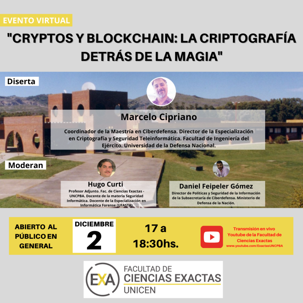 Charla Virtual: “Cryptos y Blockchain: La criptografía detrás de la magia”