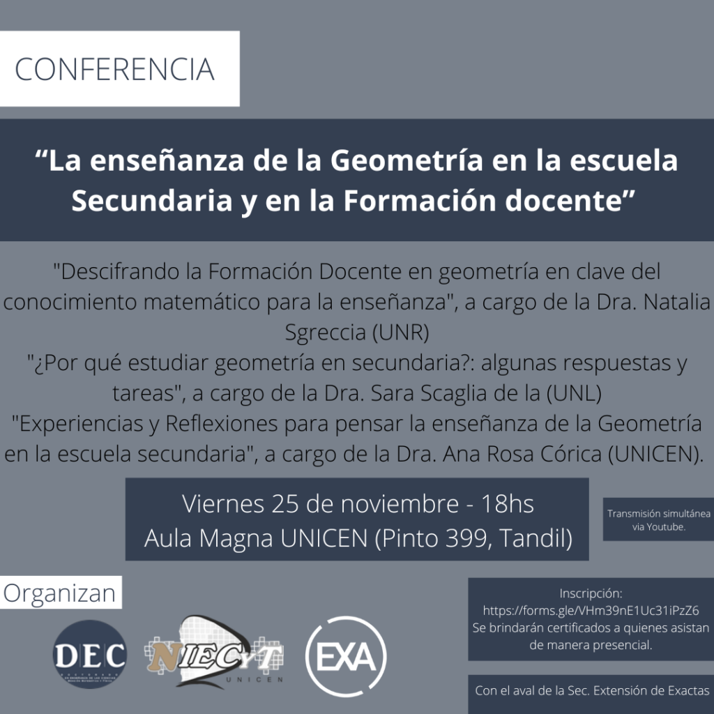 Conferencia “La enseñanza de la Geometría en la escuela Secundaria y en la Formación docente”