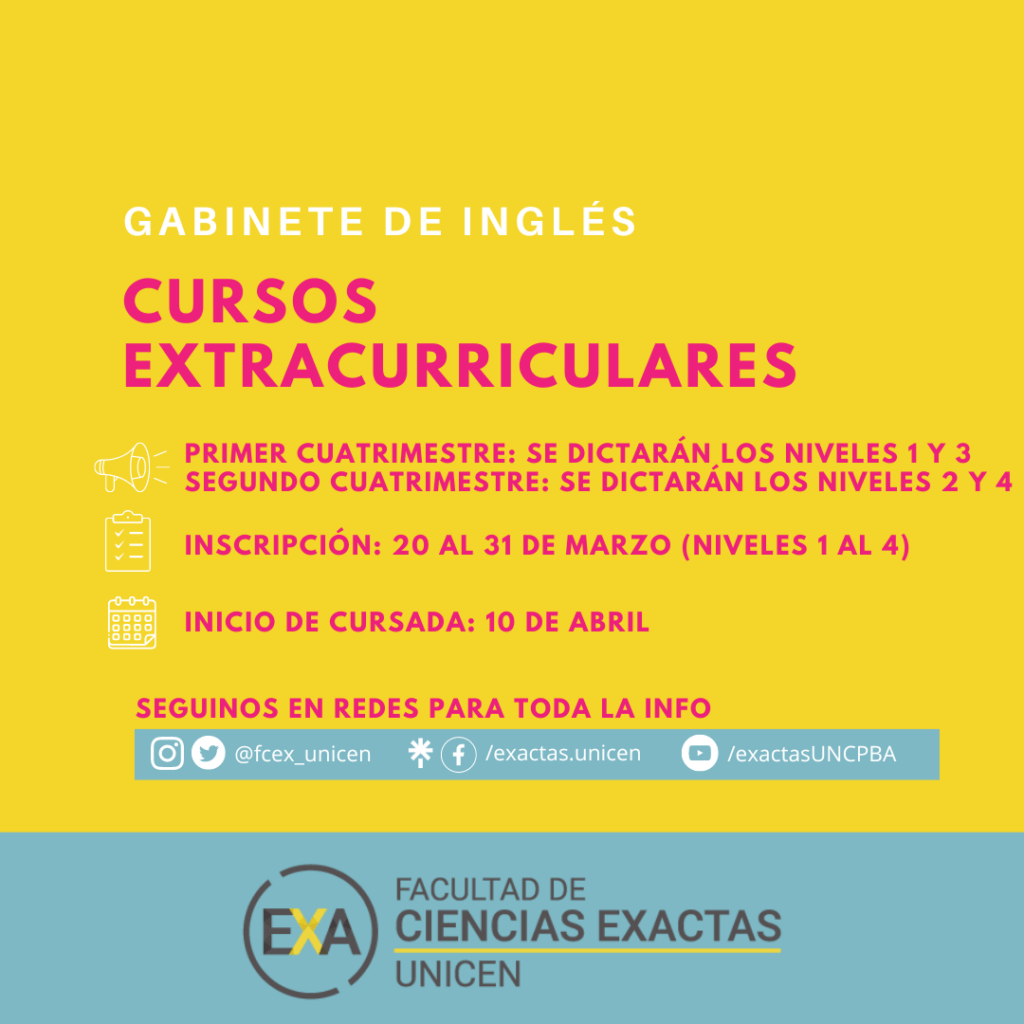 Cursos Extracurriculares de Inglés para Alumnxs y Graduadxs de EXA