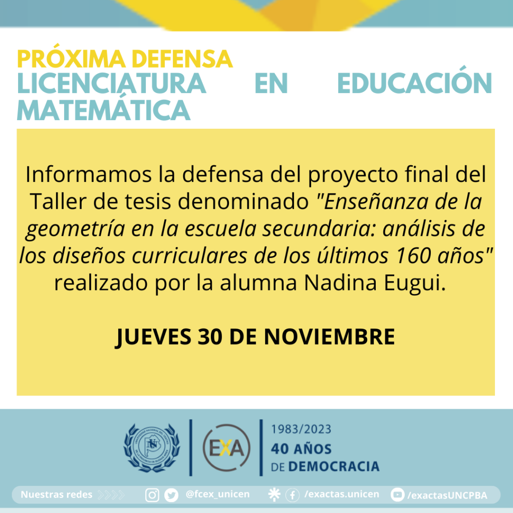 Próxima defensa - Licenciatura en Educación Matemática