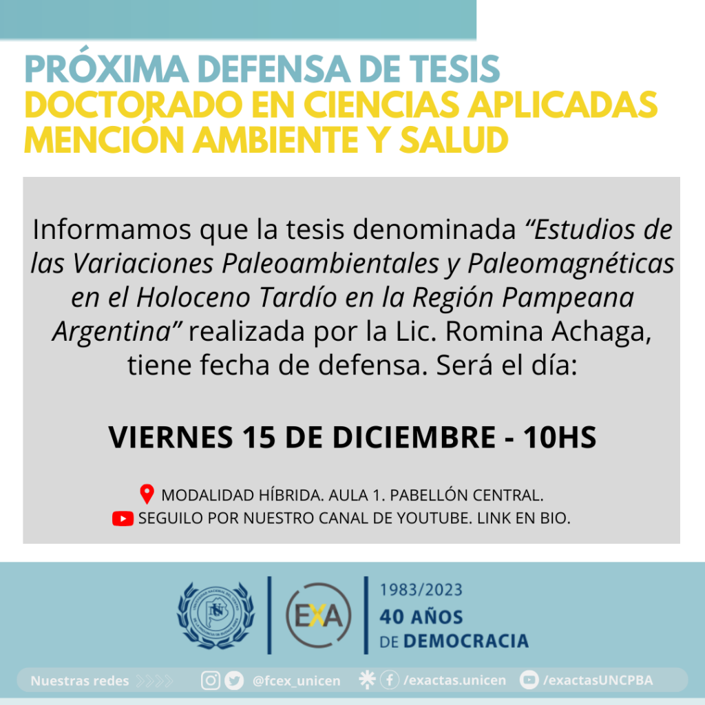 Próxima defensa de tesis doctoral - Doctorado en Ciencias Aplicadas mención Ambiente y Salud