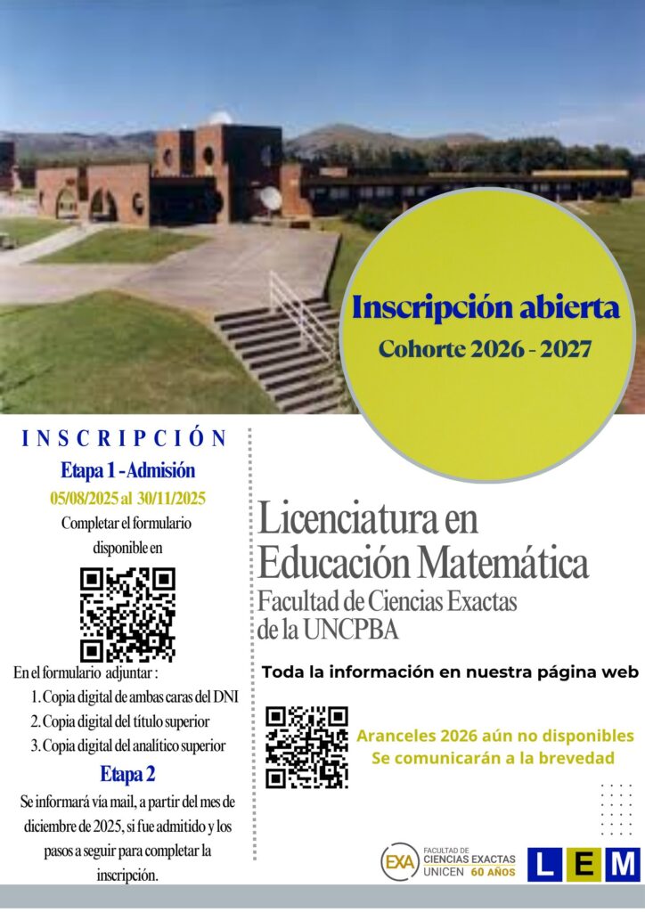 Preinscripción abierta a la Licenciatura en Educación Matemática